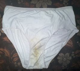 Well worn white extra dirty full back cotton panty