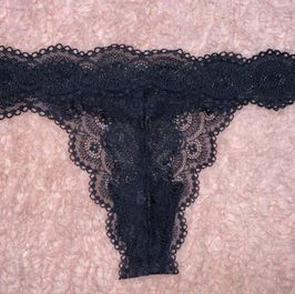 Black Lace See Through Thong