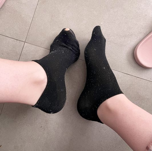 Black Ankle Socks with a Hole