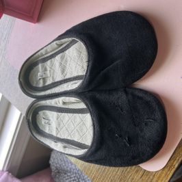 Very Worn Black Slippers