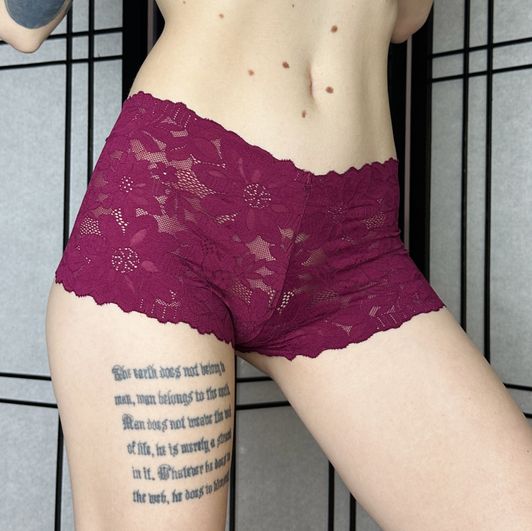 Wine Red Lacey Boyshorts