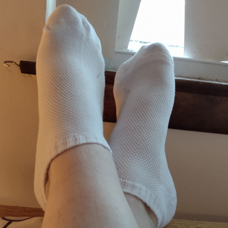 White Ankle Sock Removal and Sniffing