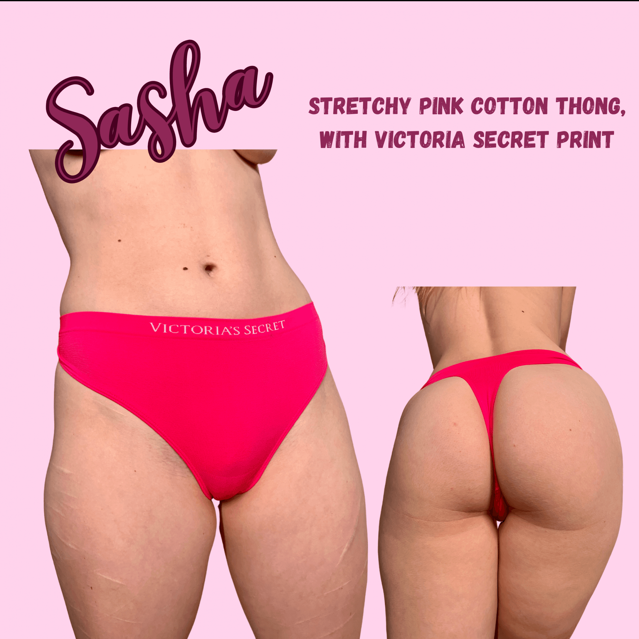 Bright Pink and Stretchy Cotton Thong