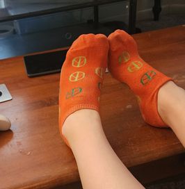 Worn Orange Ankle Socks