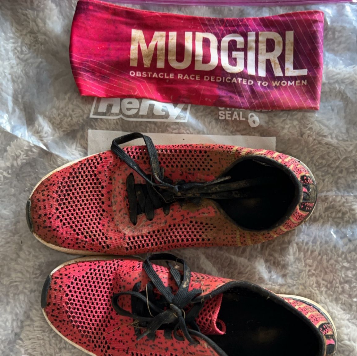 Used pink sneakers jessica simpson Worn in MUDGIRL run Dirty