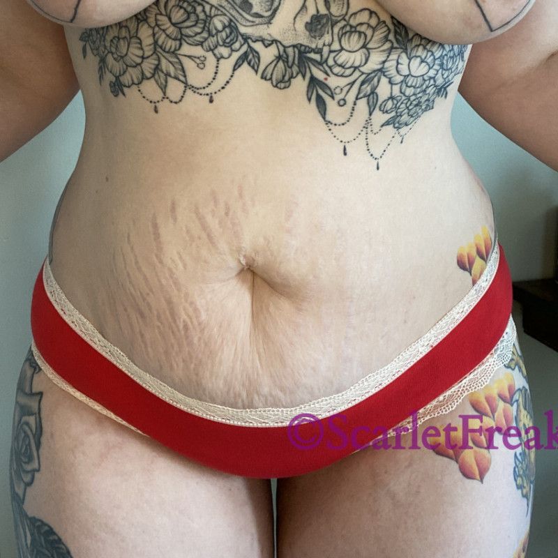 Red Cotton and White Lace Panties