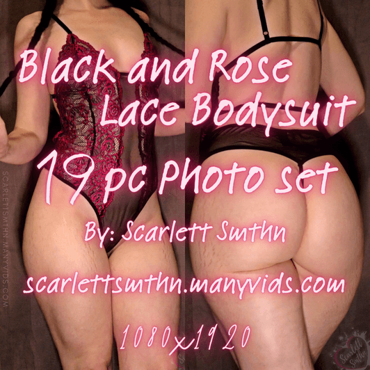 Black and Rose Lace Bodysuit 19pc Photo set