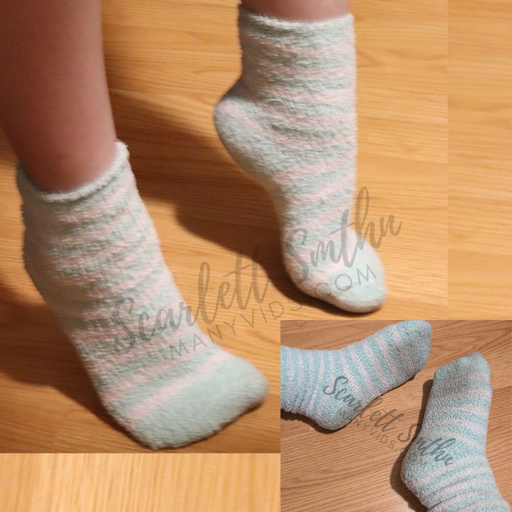 Fluffy Green Striped Stained Socks