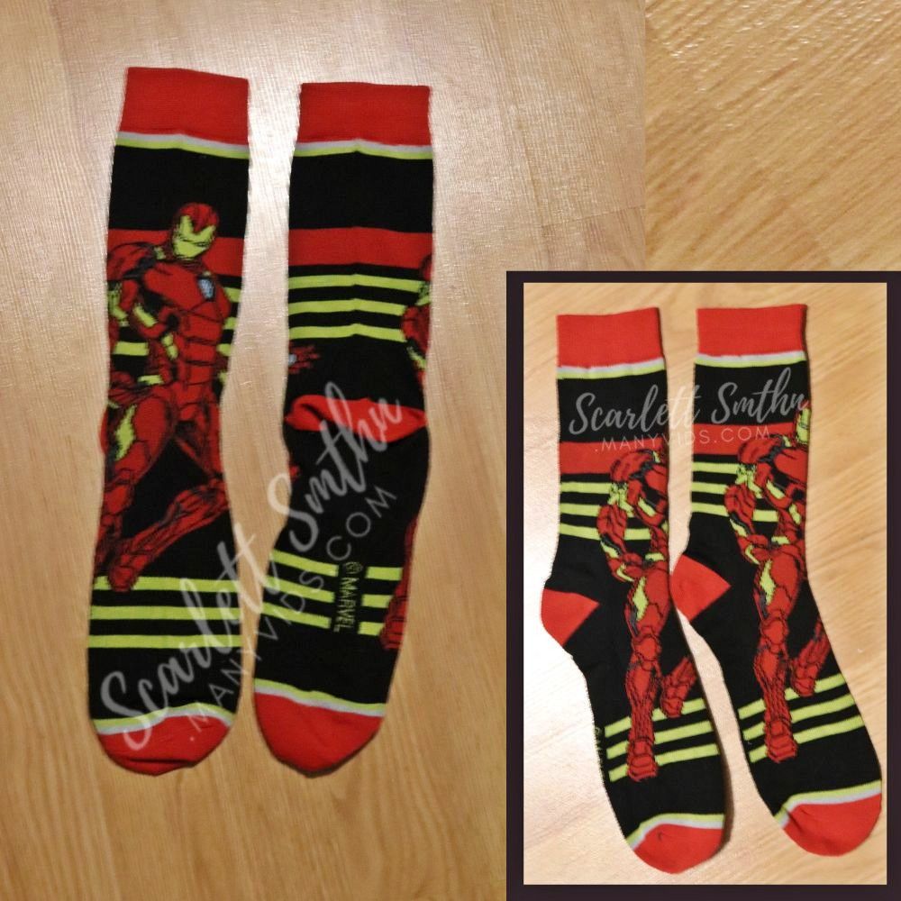 Iron man socks worn to order