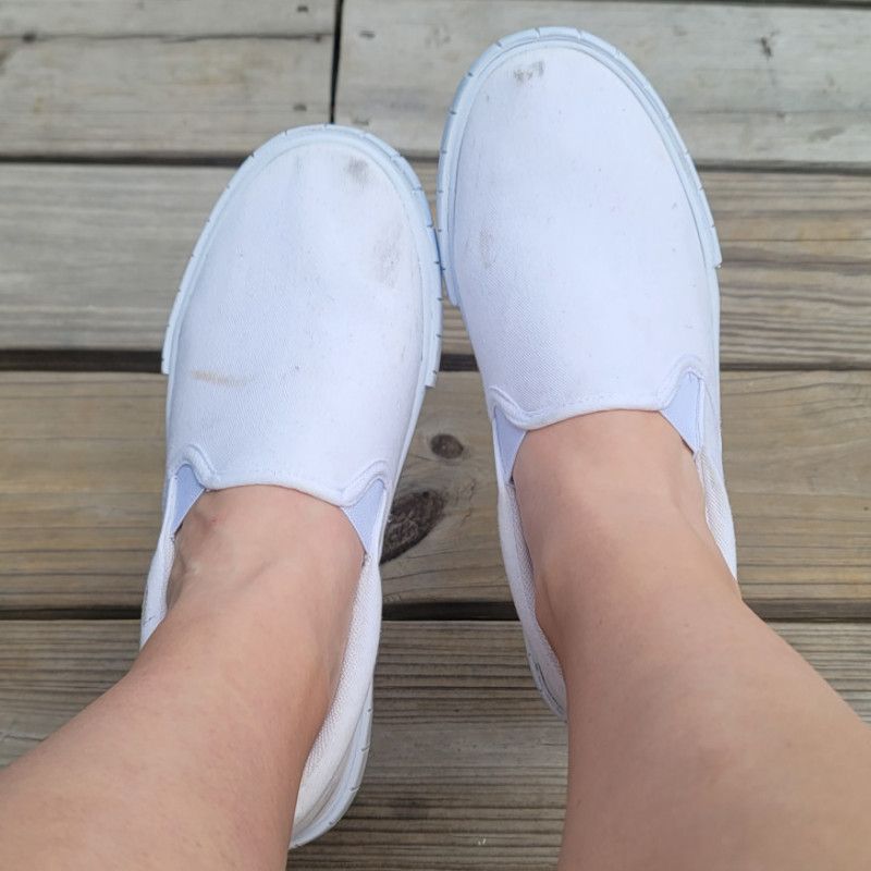 Worn slip on sneakers