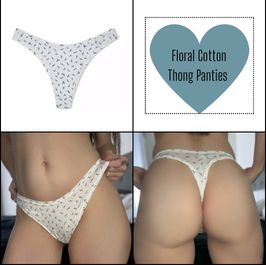 Floral Cotton Thong Panties