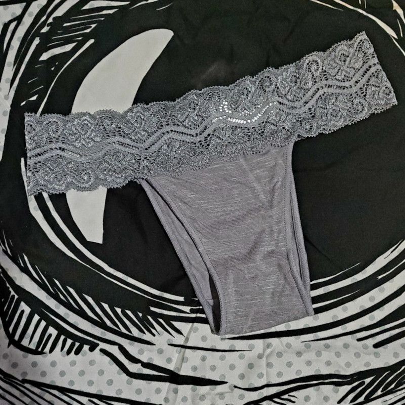 Grey lace thong