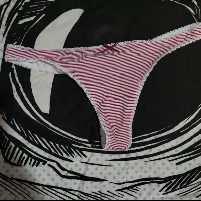 Red and white striped thong