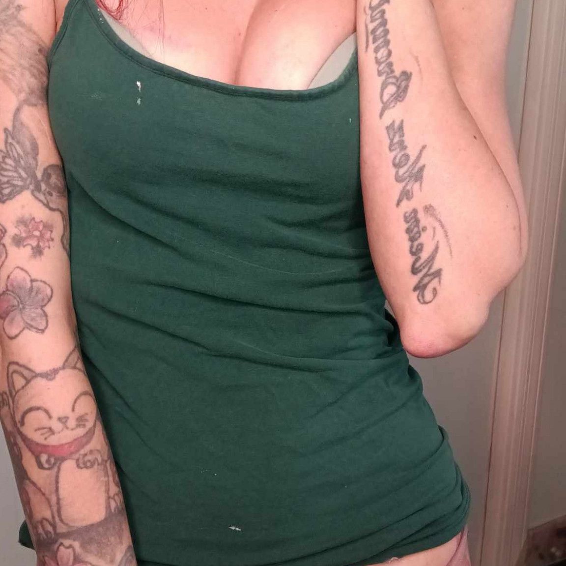 green tank top