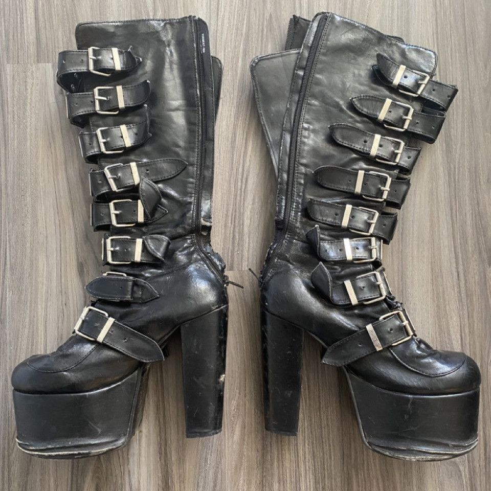 WORN DOWN platform goth boots