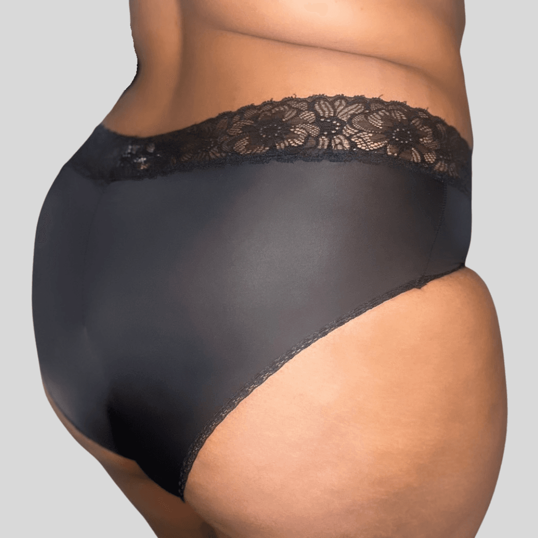 Black with Lace Trim Full Back Panty