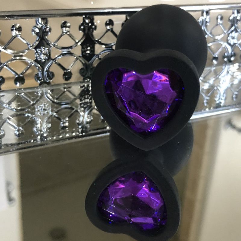 Heart Shaped Jeweled Silicone Buttplug