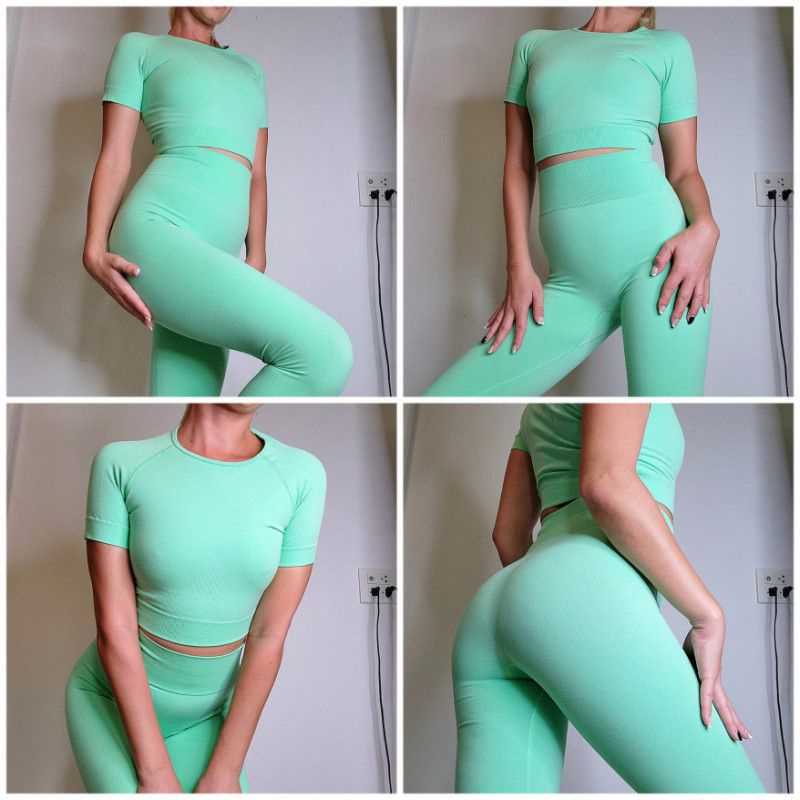 Mint Green Short Sleeve Sweaty Workout Set