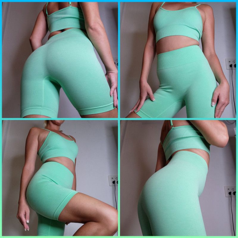 Mint Green Stretchy Pilates Bottoms Set