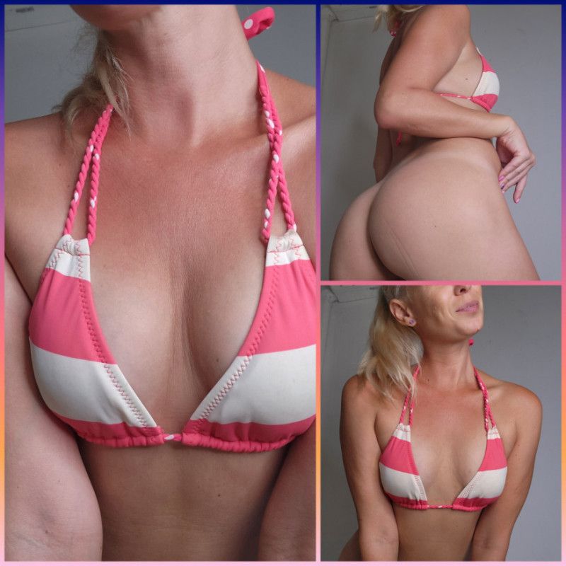 Sweaty Pink Stripes Bikini Bra