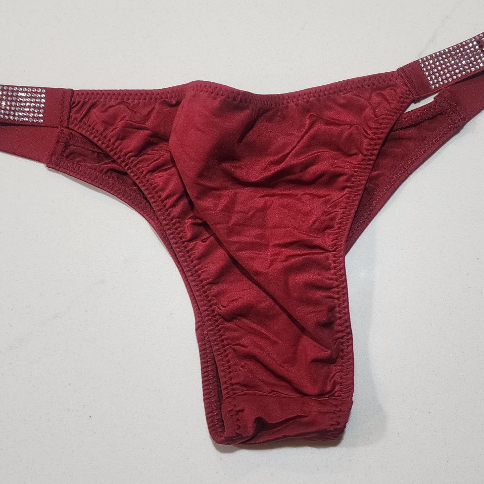 Worn Maroon Satin Panties