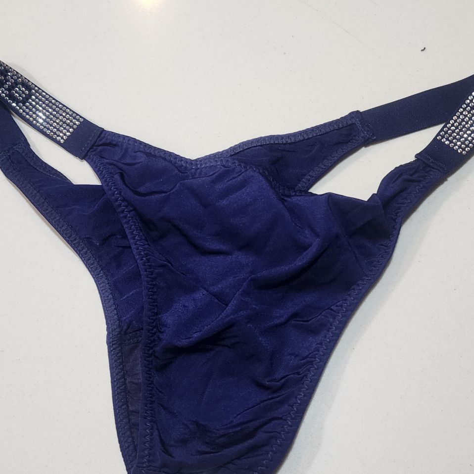 Worn Navy Blue Satin Panties