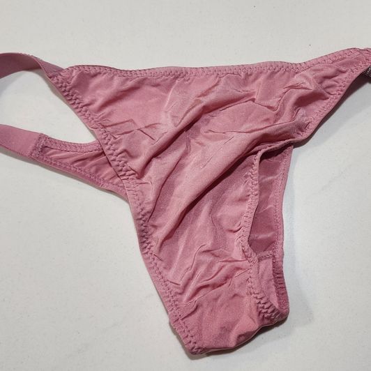 Worn Pink Satin Panties