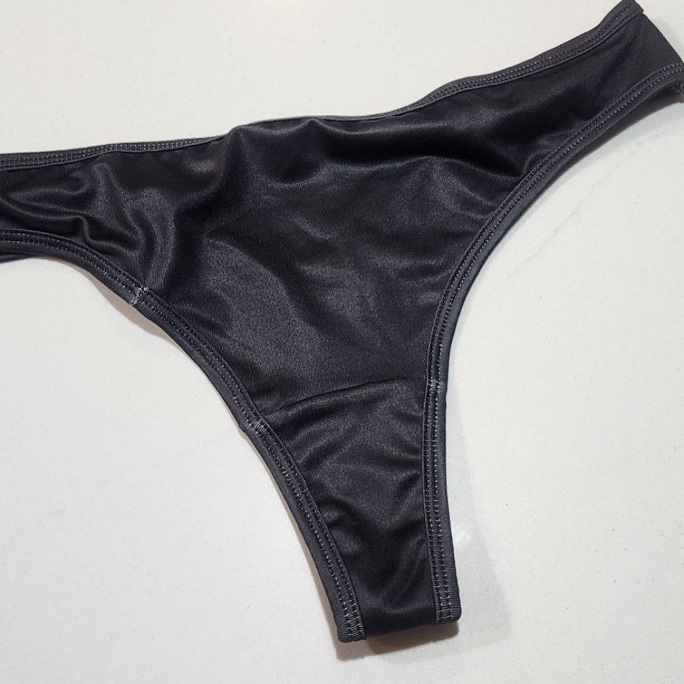 Worn Black Satin Thong