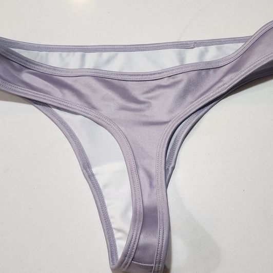 Worn Silver Satin Thong