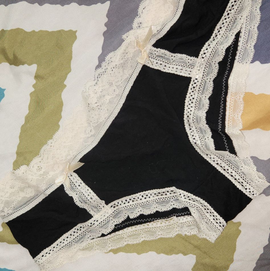 Black panties with white lace