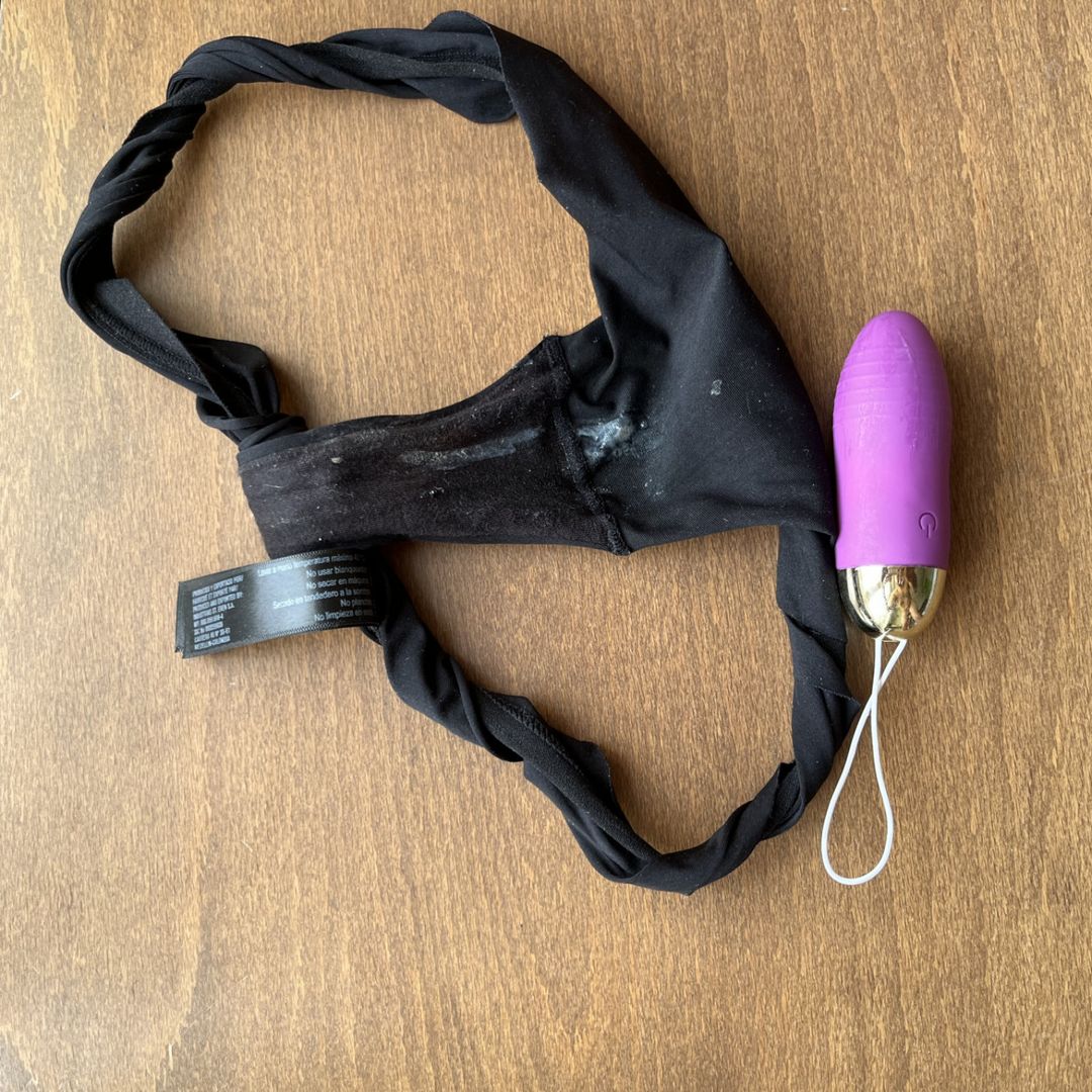 Used panty with a remote vibrator inside me