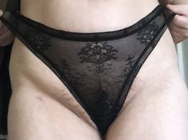 Black lace and bunny tail thong