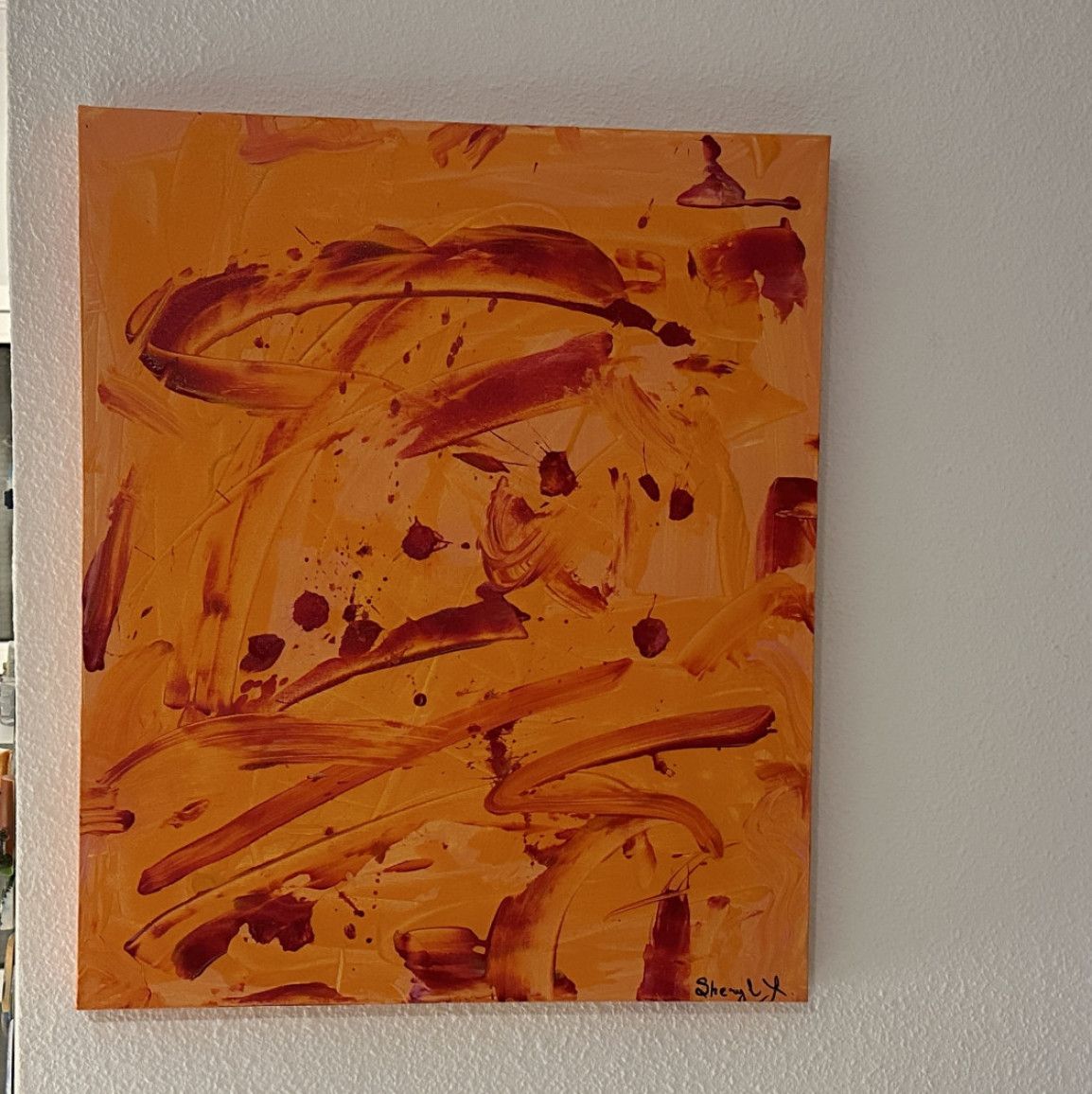 Acrylic Abstruction Canvas Painting Pomegranate And Oranges