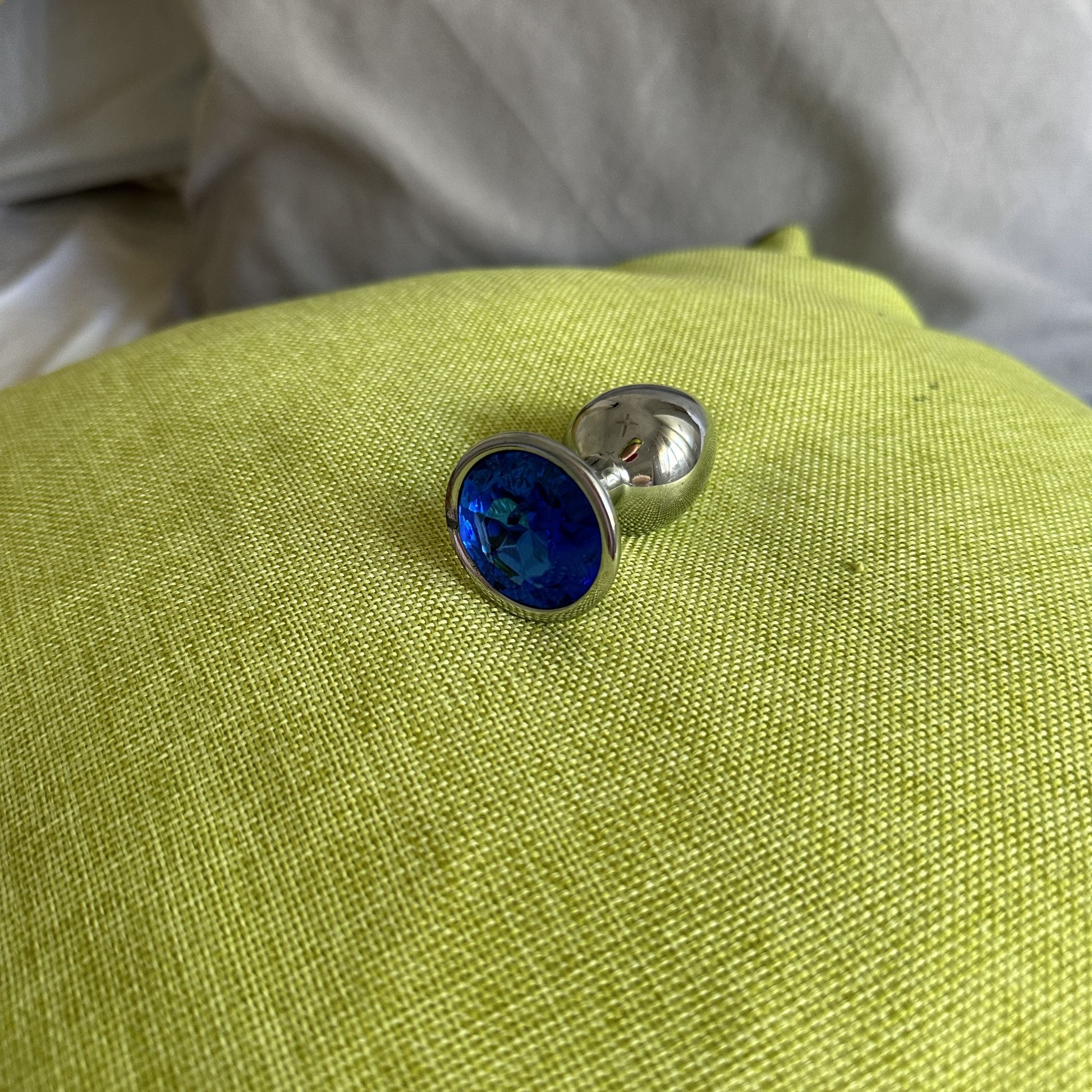 Used Small Metallic Butt Plug With Blue Diamond!