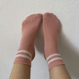 Pink Sport Socks White Striped