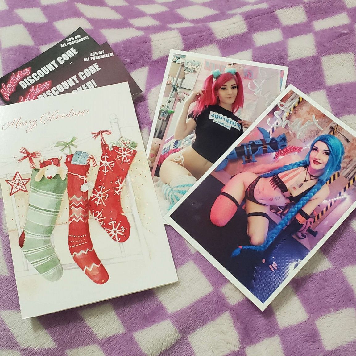 Christmas Holiday Card with Print SheyTheGay Cosplay egirl