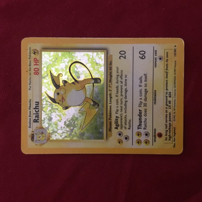 Raichu holo pokemon card