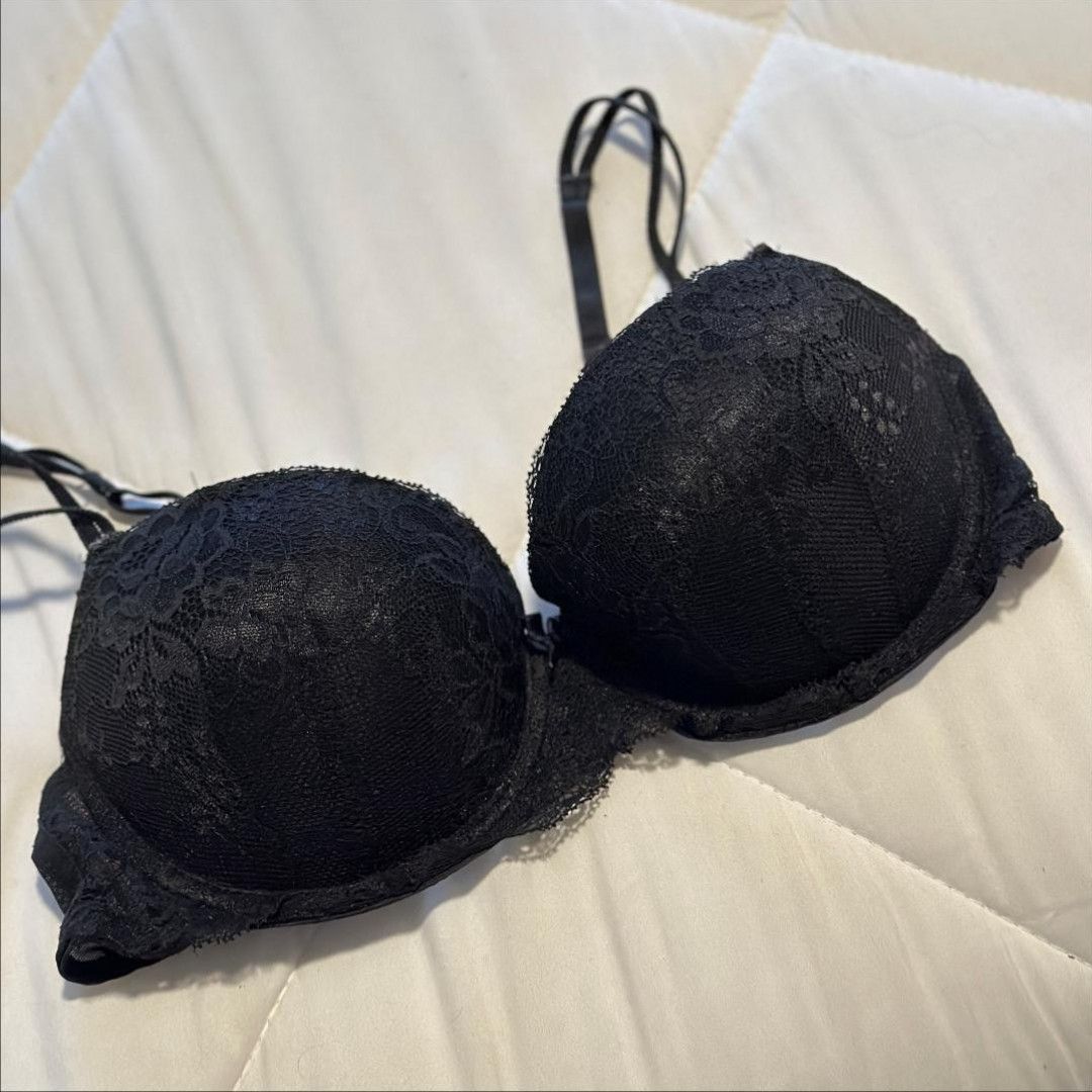 Worn Black Lace Bra