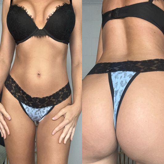 Light Blue Leopard Print Thong