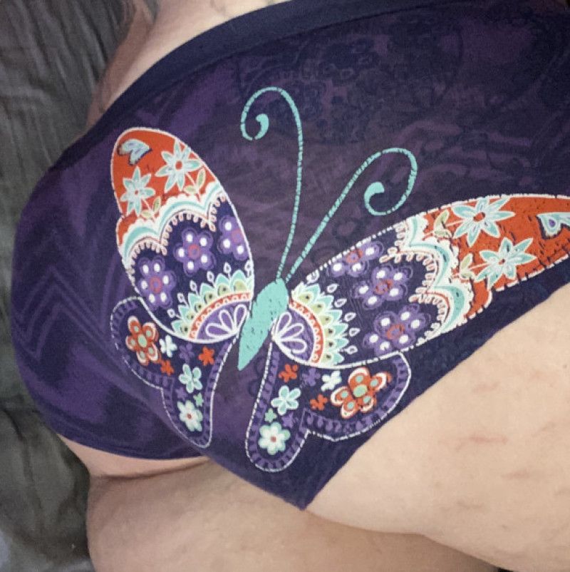 Used Purple Butterfly Panties