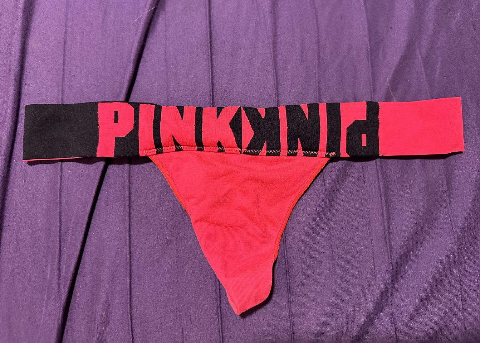 pink brand red and black thong