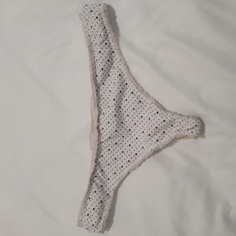 White Polkadot Thong