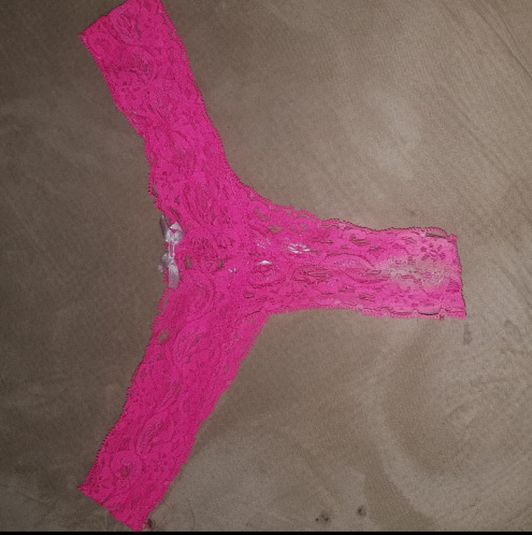 Hot pink lace thong