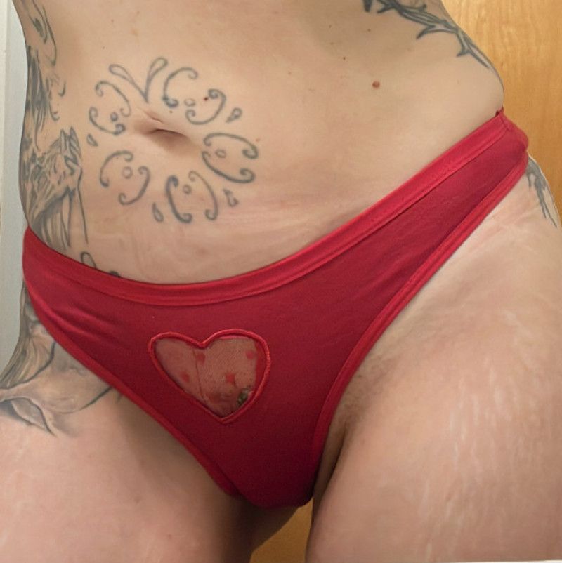 Red Heart Thong Panties