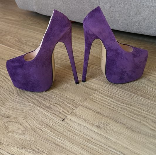 Purple suede stilettos size 4