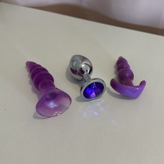 Purple anal training plug collection