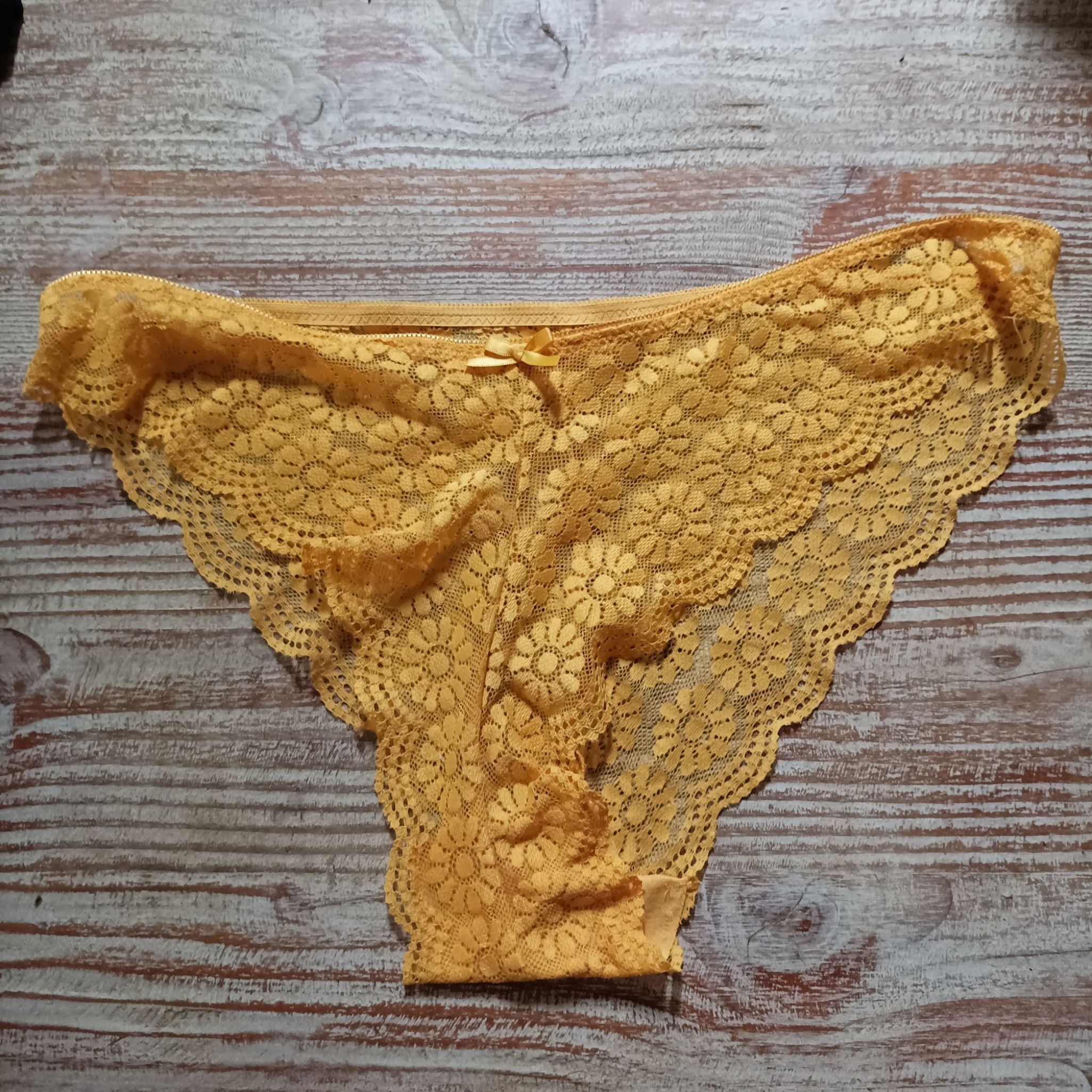 Yellow Lace Tanga Panties