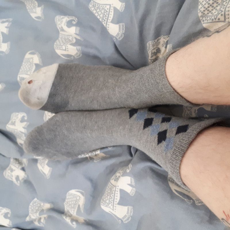 Grey mismatched socks