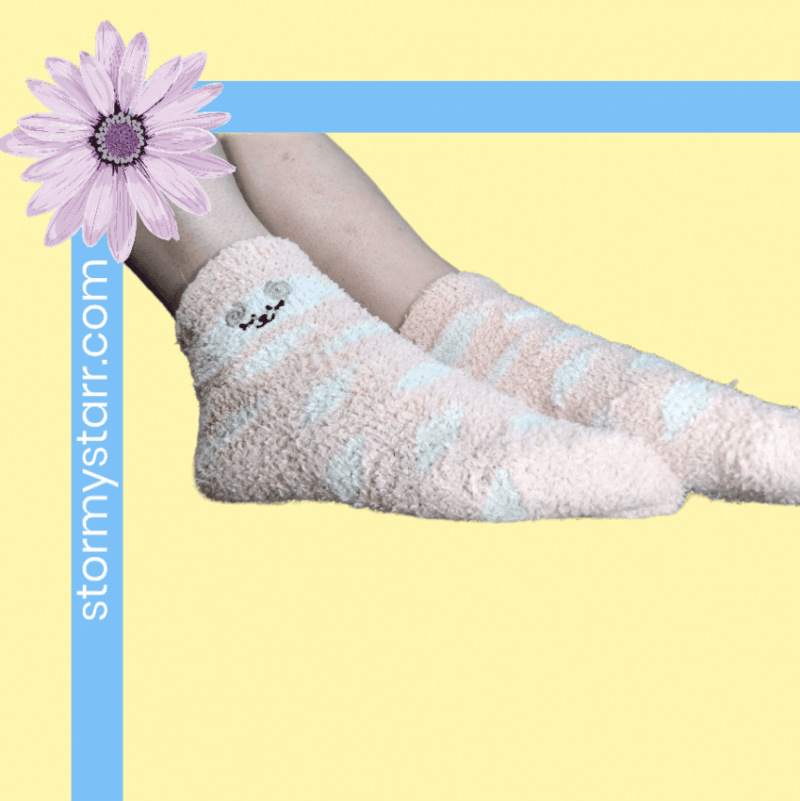 Pink and White Fluffy Socks