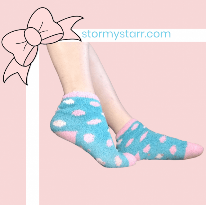 Fluffy Blue Polka Dot Socks